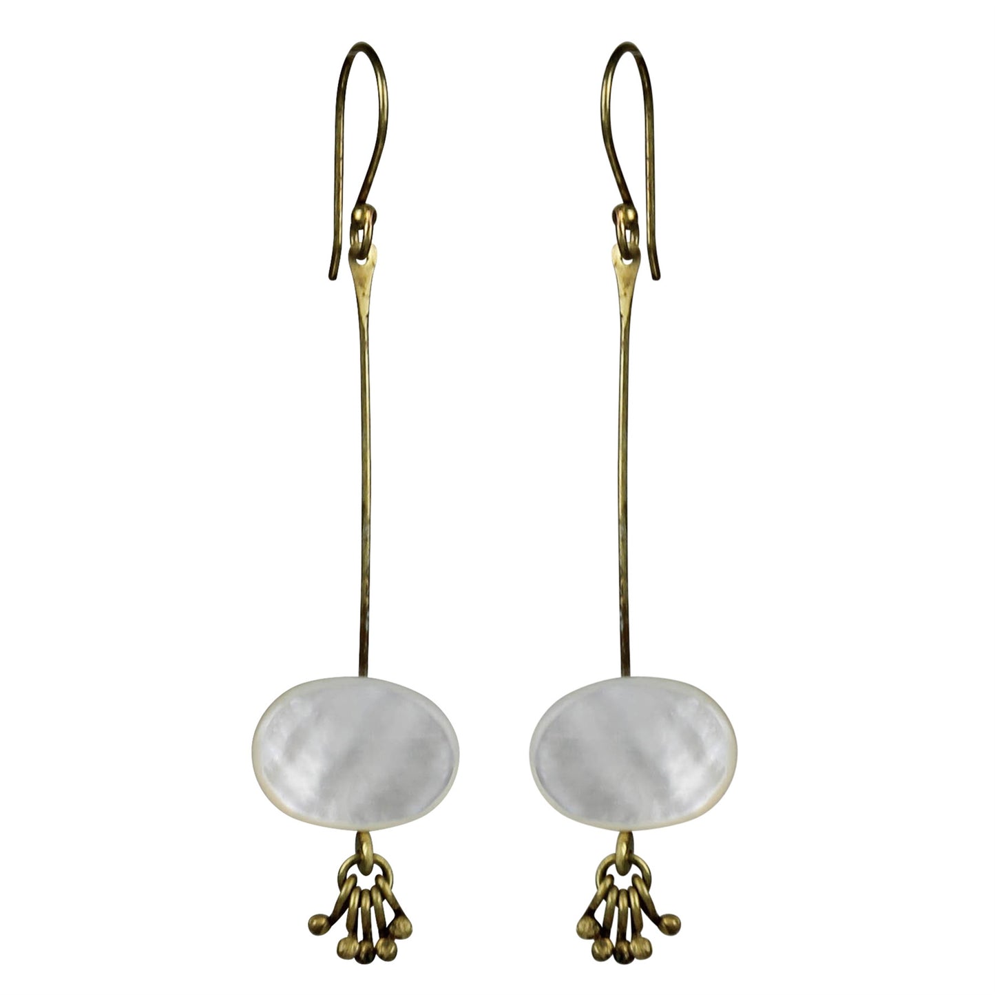 HomArt Mother of Pearl Tassel Earring Oblong - Bohemian Statement Jewelry