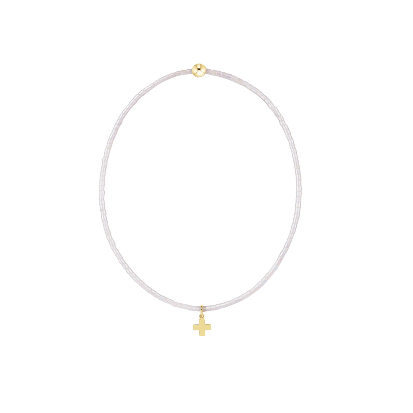 enewton Hope Classic Silky White Gold Beaded Bracelet with Signature Cross Charm