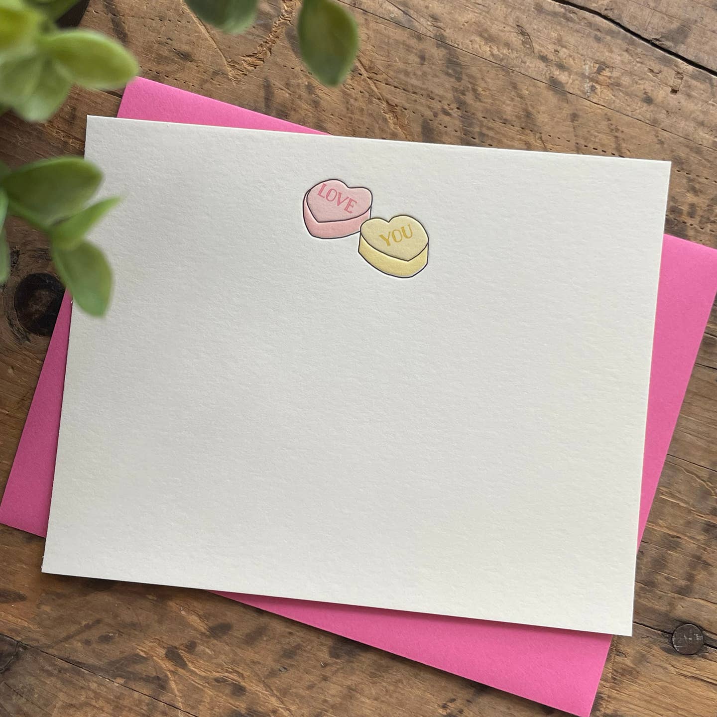 Conversation Hearts Notecard