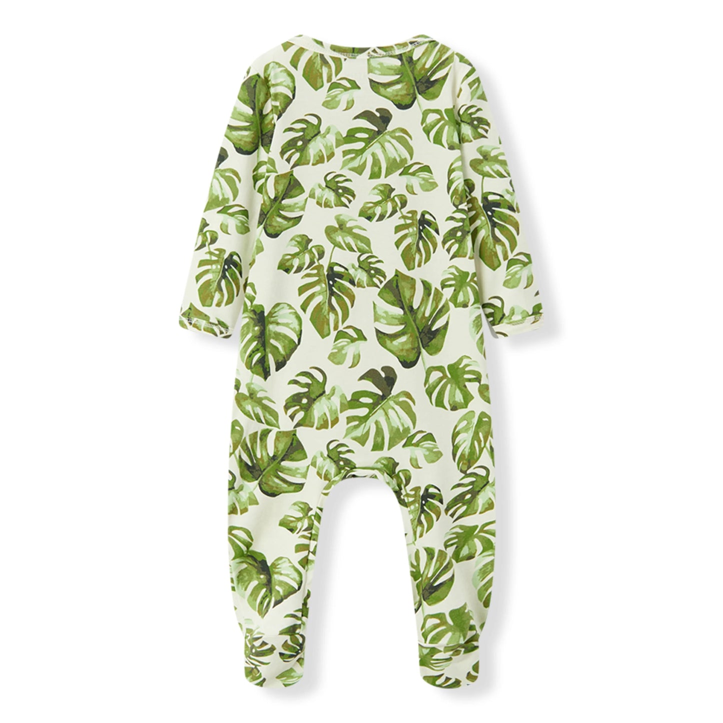 Island Leaf Cotton Stretch Zipper Footed Romper