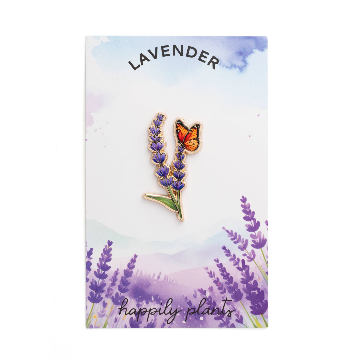 Lavender & Butterfly Pin Brooch