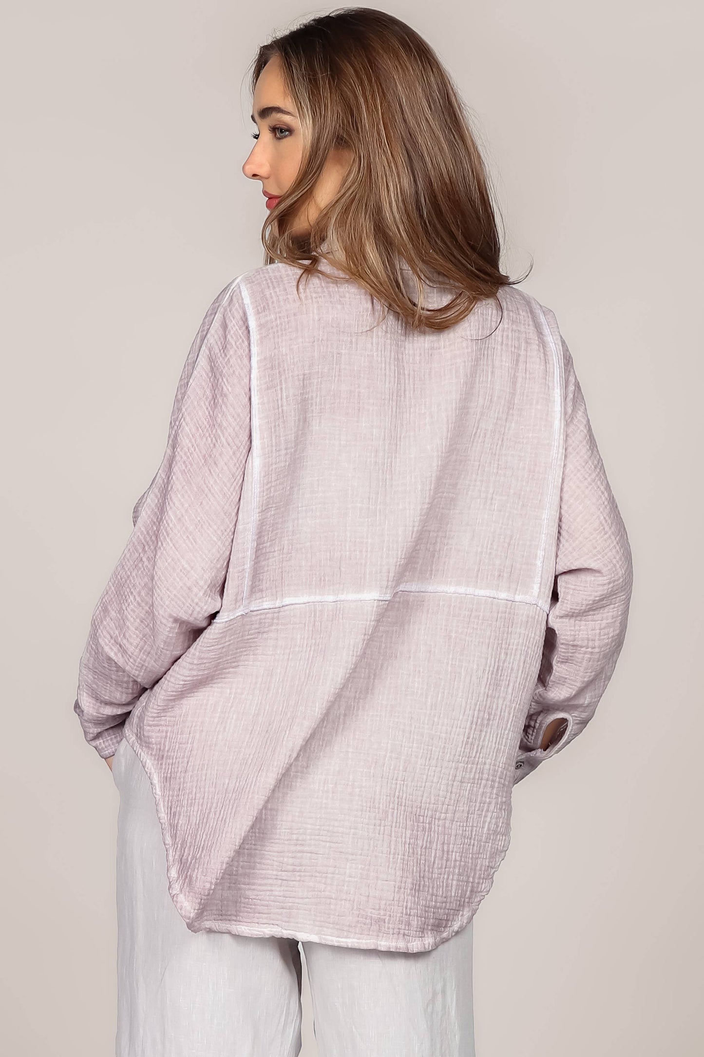 Double Gauze Hi-Low Blouse in Oil Wash