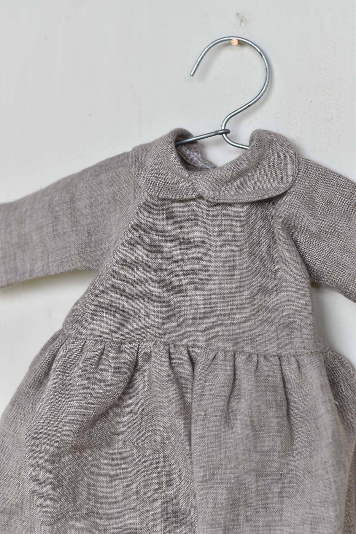 Fern the Frog doll- Linen Dress - Handmade Wool Doll