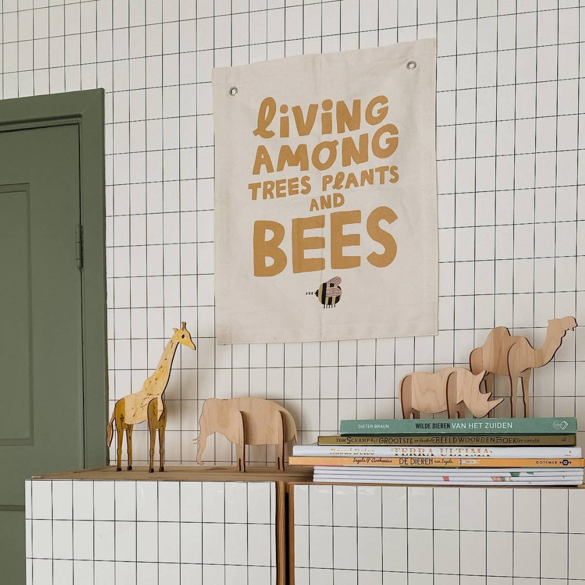 Living Among Trees, Plants and Bees Canvas Banner
