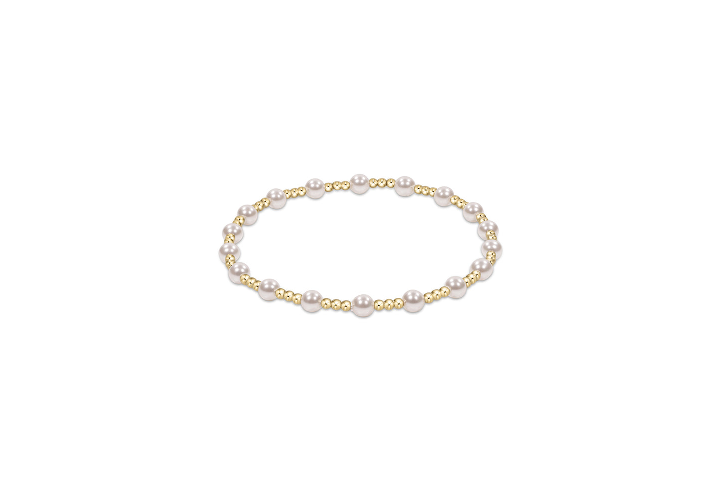 Classic Gold Sincerity Pattern 4mm Bead Bracelet - Pearl