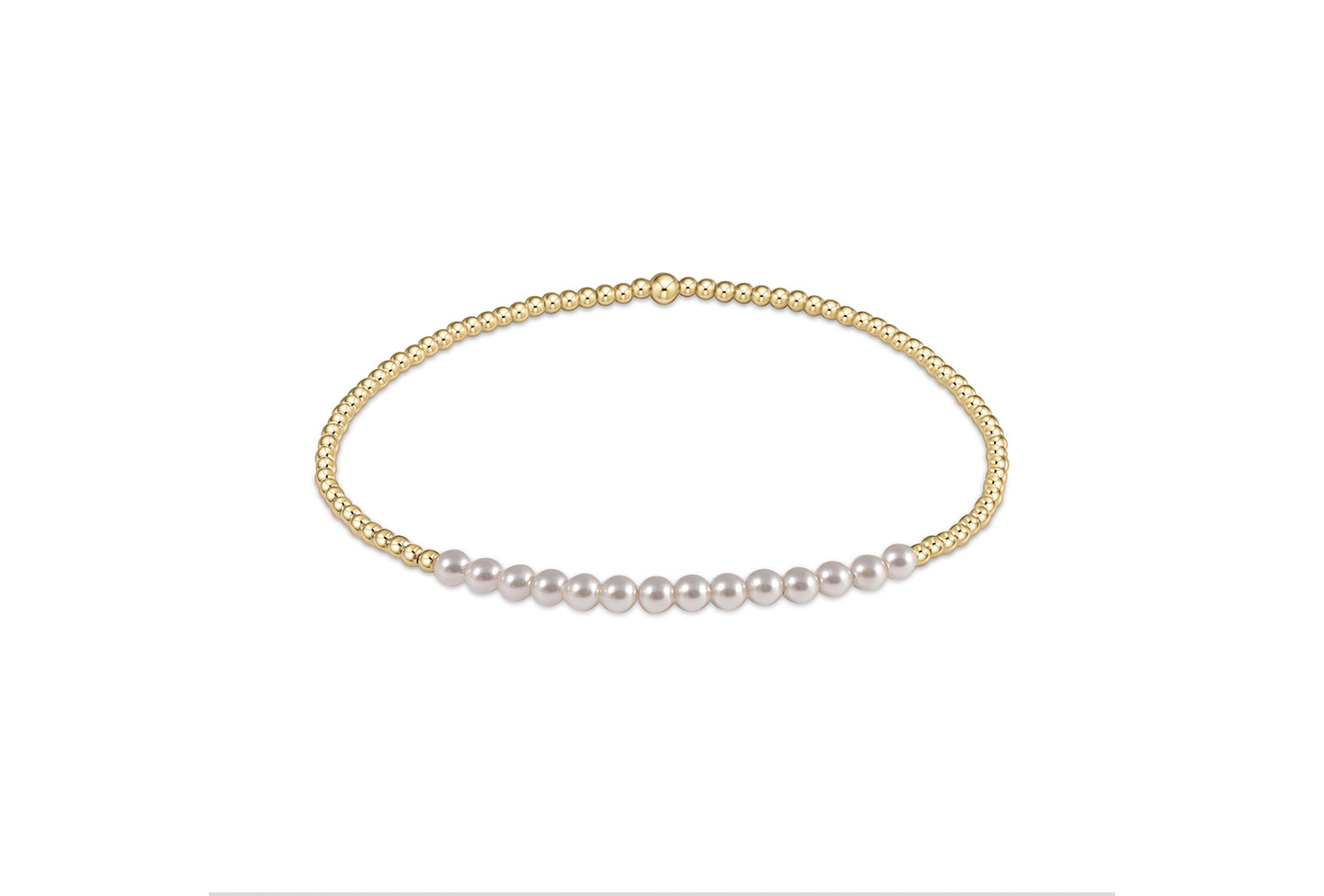 Gold Bliss 2mm Bead Bracelet - Pearl