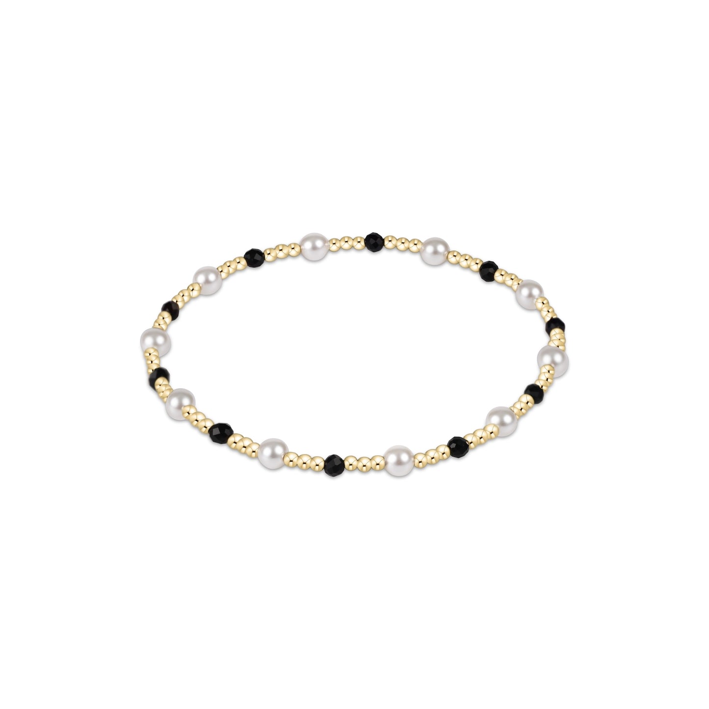 Pearl Sincerity Pattern 4mm Bead Bracelet - Faceted Onyx