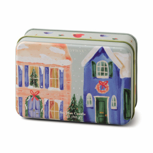 Christmas 5oz Tin Candle with Neighborhood Scene Winter Balsam Scent
