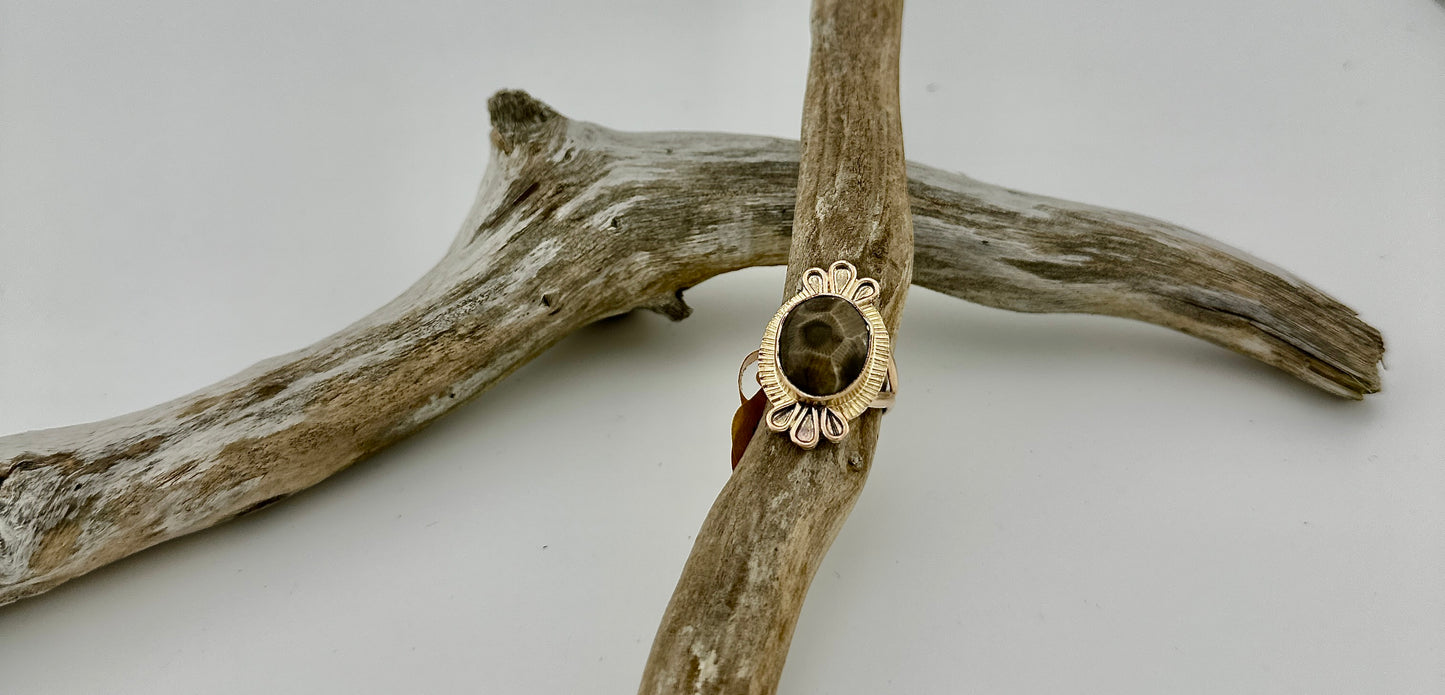 Breathtaking Touch of Gold Petoskey Ring