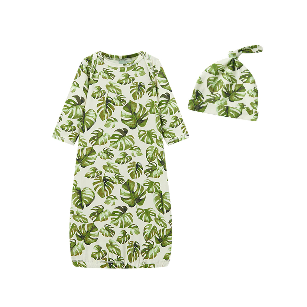 Organic Cotton Newborn Gown & Hat Set