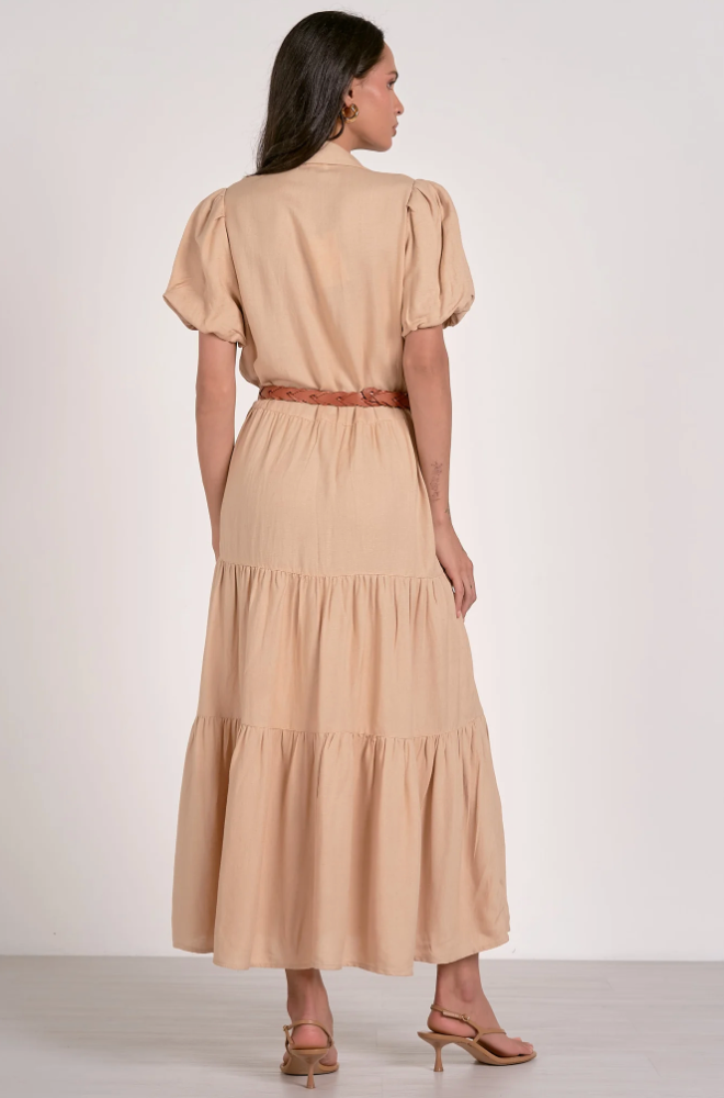 Midi Short Sleeve Tiered Dress