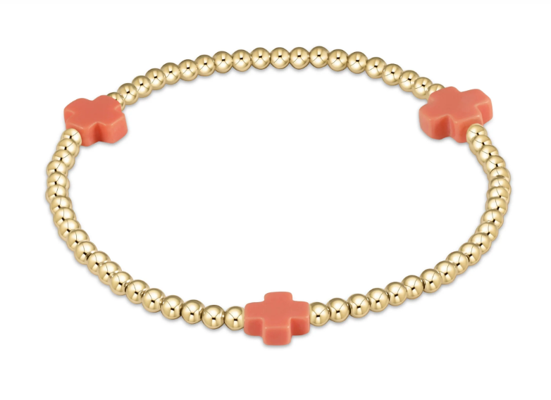 signature cross gold pattern 3mm bead bracelet - coral by enewton