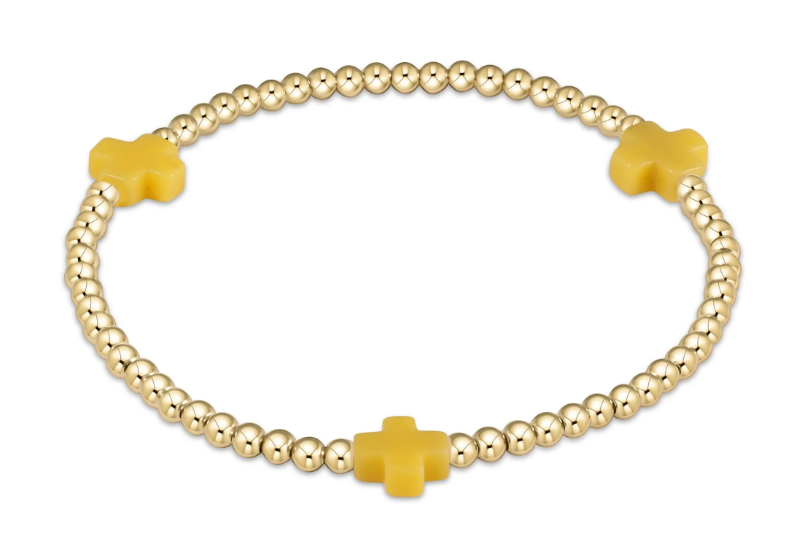 signature cross gold pattern 3mm bead bracelet - canary by enewton