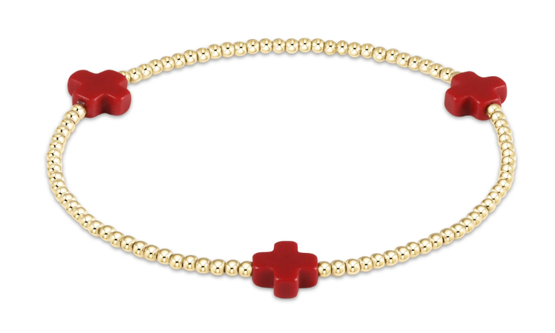 signature cross gold pattern 2mm bead bracelet - red by enewton (Copy)