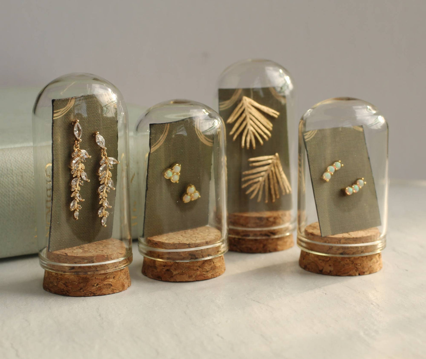 Art Deco Crystal Pyramid Sterling Silver Stud Earrings