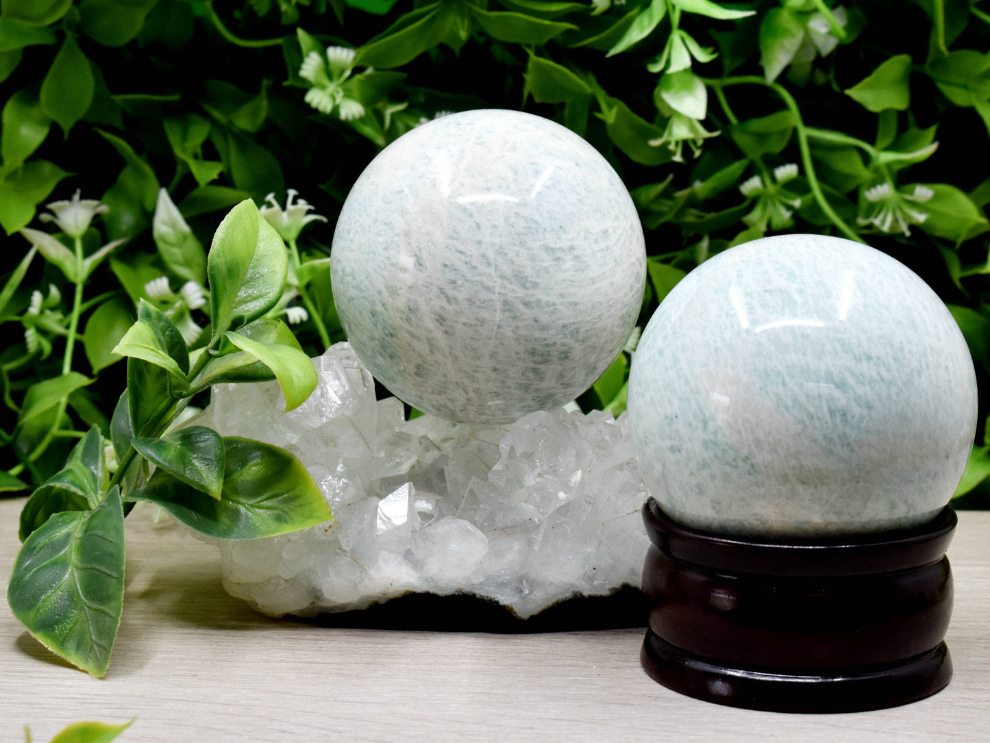 🌿 Amazonite Crystal Sphere – The Peacemaker Stone 🌿