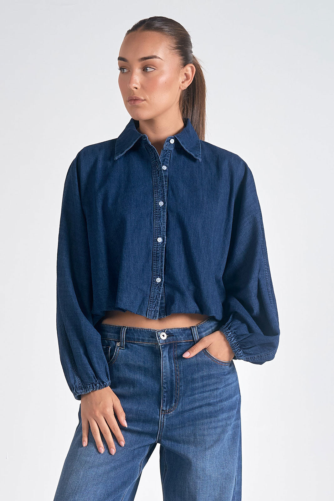 Longsleeve Bubble Sleeve Button Down