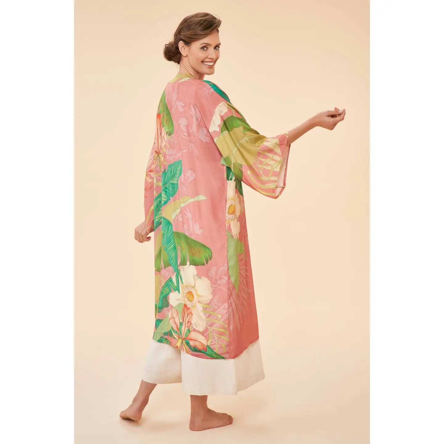 Delicate Tropical Kimono Gown