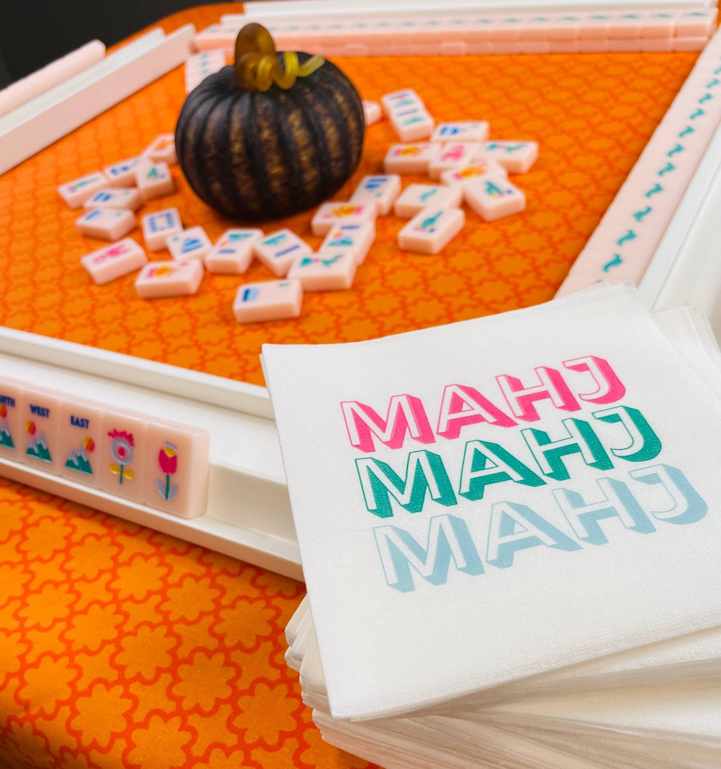 Mahjong Cocktail Napkins - 50-Pack | 5'' x 5'' folded Mahjon
