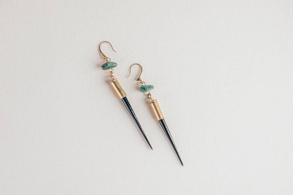 Quill + Turquoise Hook Earrings