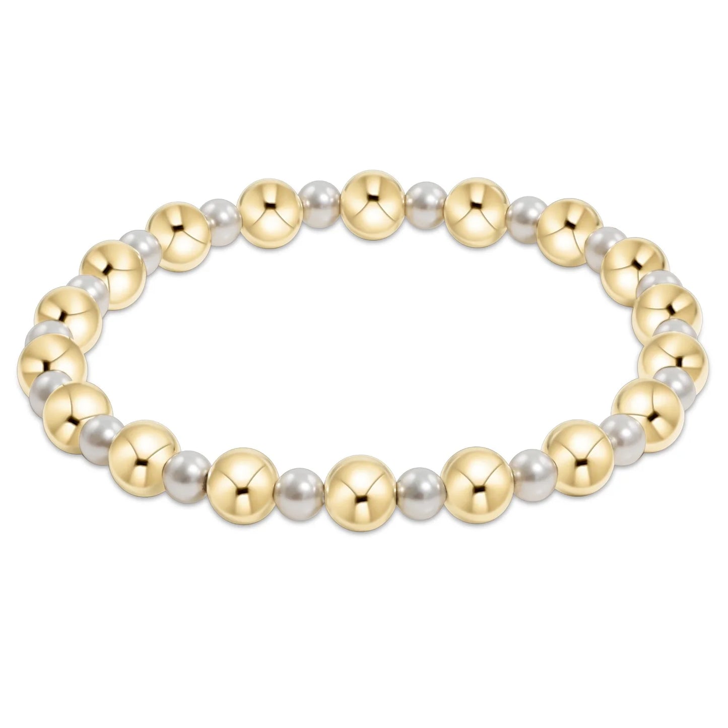 Pearl Grateful Pattern 4mm Bead Bracelet-6mm Gold