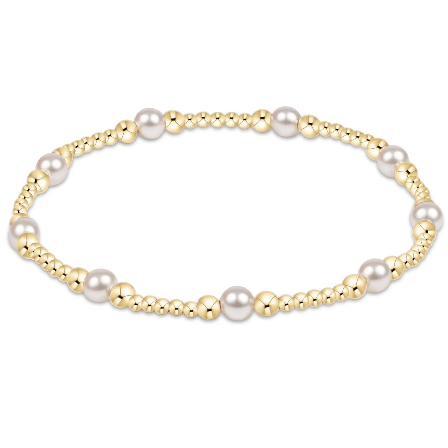 Classic Purpose Pattern 4mm Bead Bracelet - Pearl