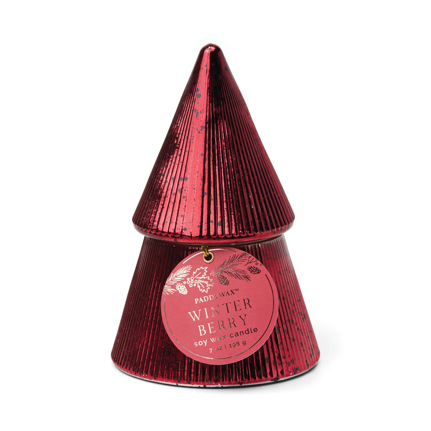 Stacked Tree Candle Mercury Glass Red