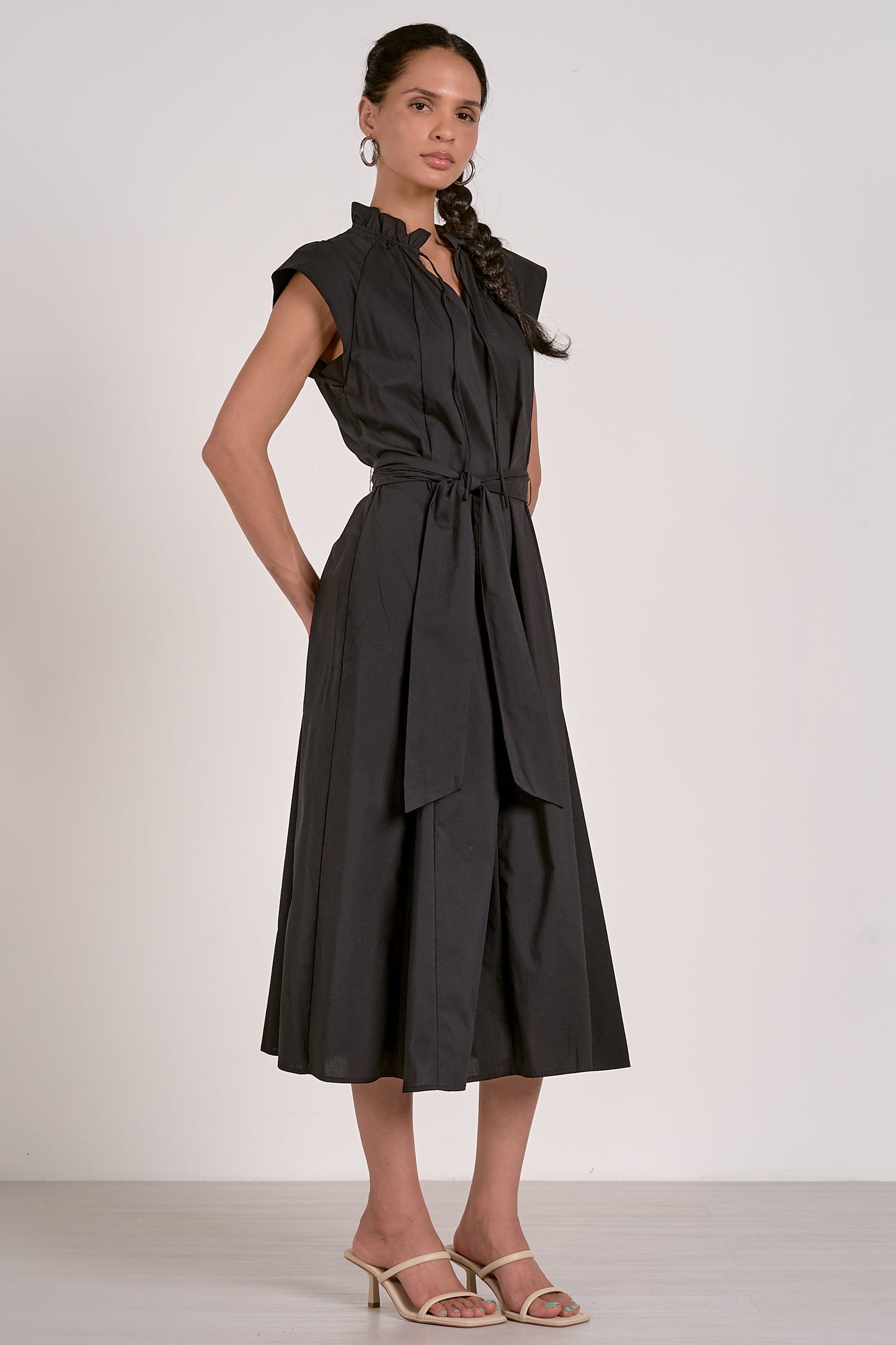 Cap Sleeve V-Neck Maxi Dress