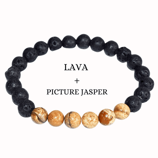 Lava Diffuser Bracelet,Lava with Picture Jasper Oil Diffuser