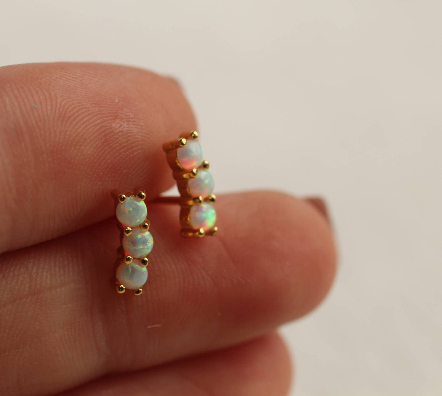 Stacked Opal Stud Earrings