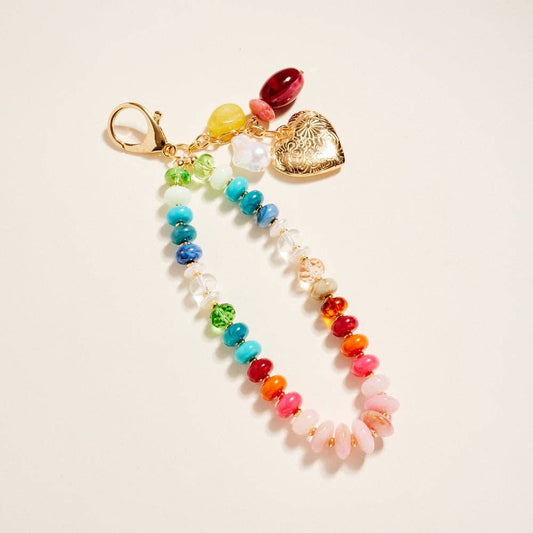 Colorful Resin Bead Puffy Heart Keychain Bag Charm