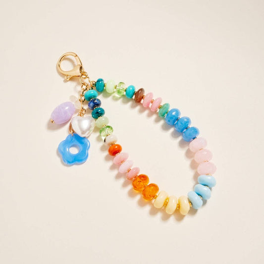 7.5 In Mixed Color Bead Flower Keychain Bag Charm
