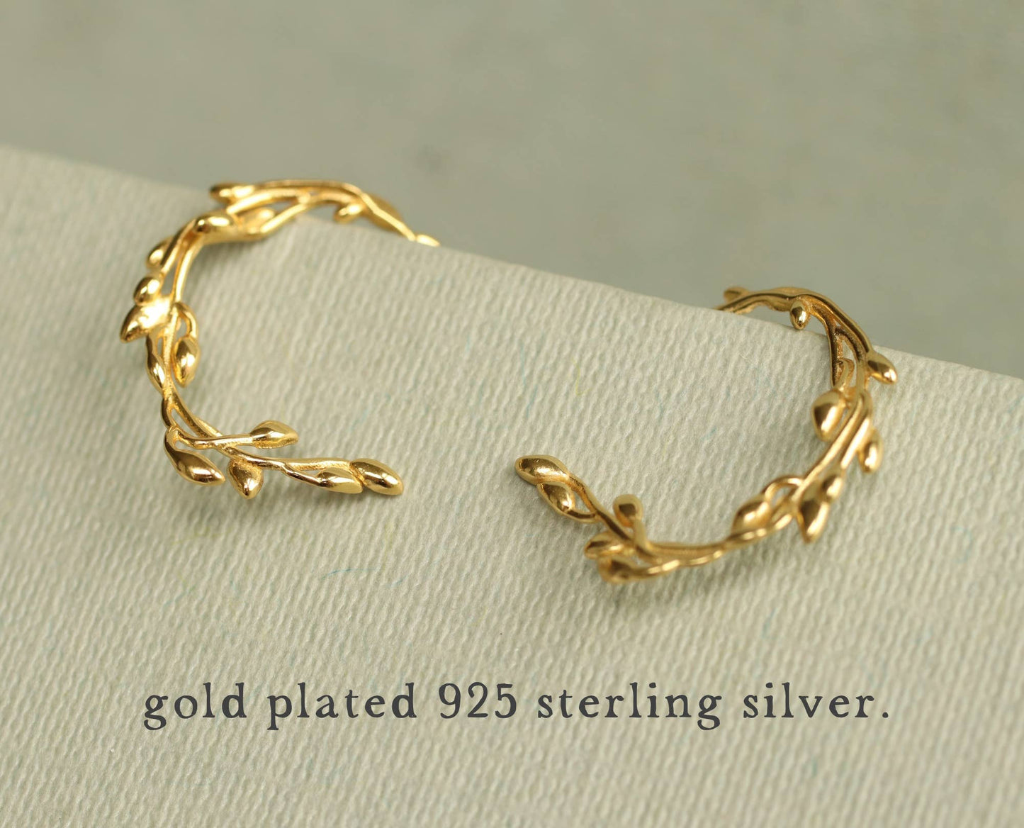 Olive Branch Gold Hoop Earrings