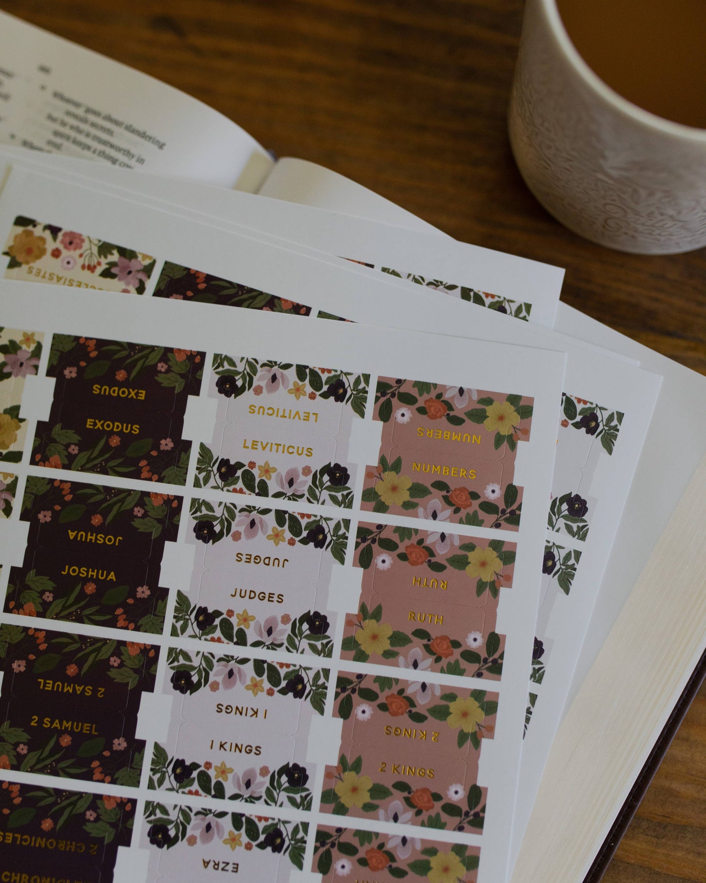 Magnolia Floral Bible Tabs | 76 Tabs