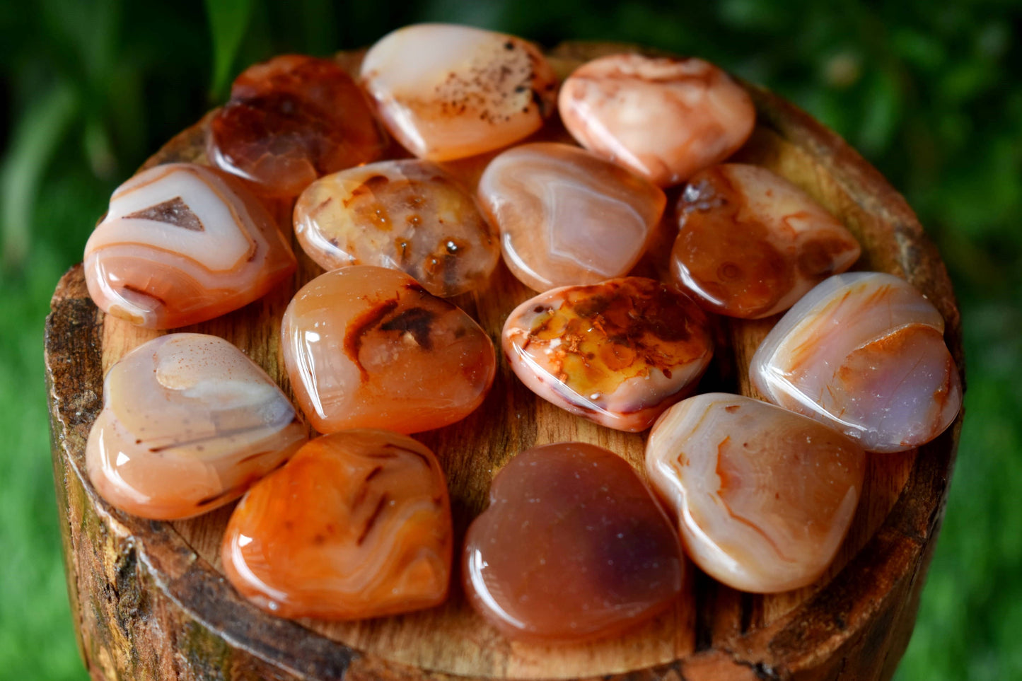 Carnelian Heart Prosperity & Good Luck Puffy Mini Heart Pendant