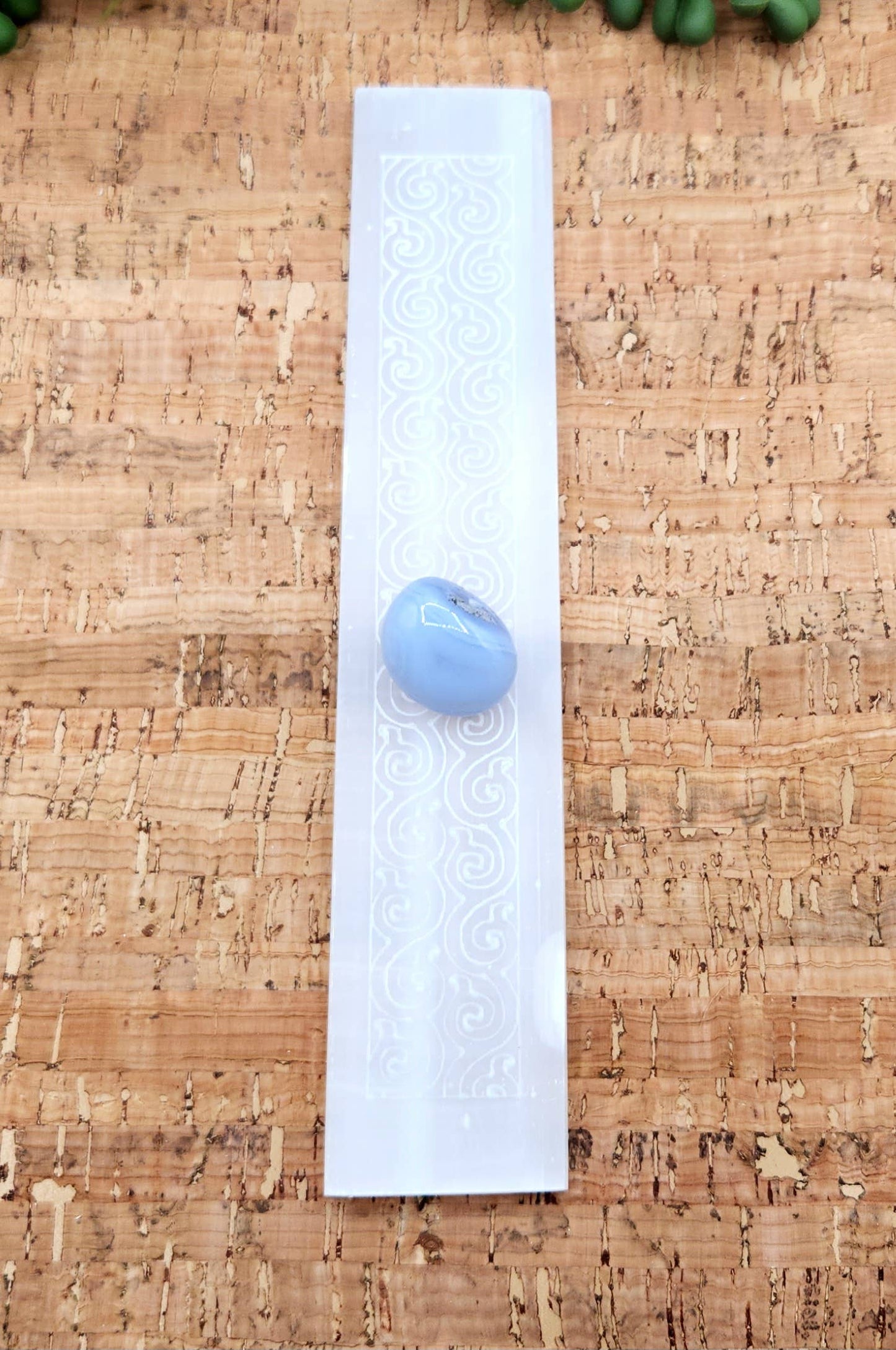 Selenite Charging Bar/Plate - Engraved w/Swirls-Approx. 20cm