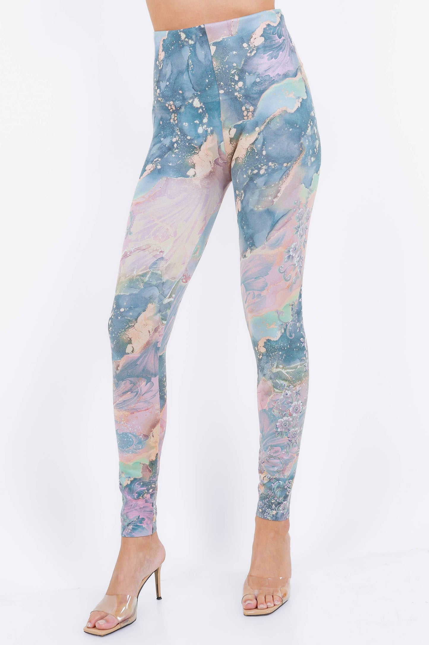 Baroque Marble Legging Print with Floral Runner (HN)