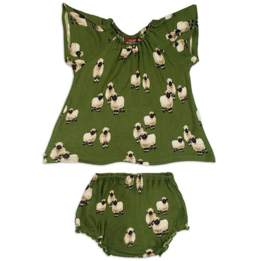 Valais Sheep Bamboo Dress & Bloomer Set