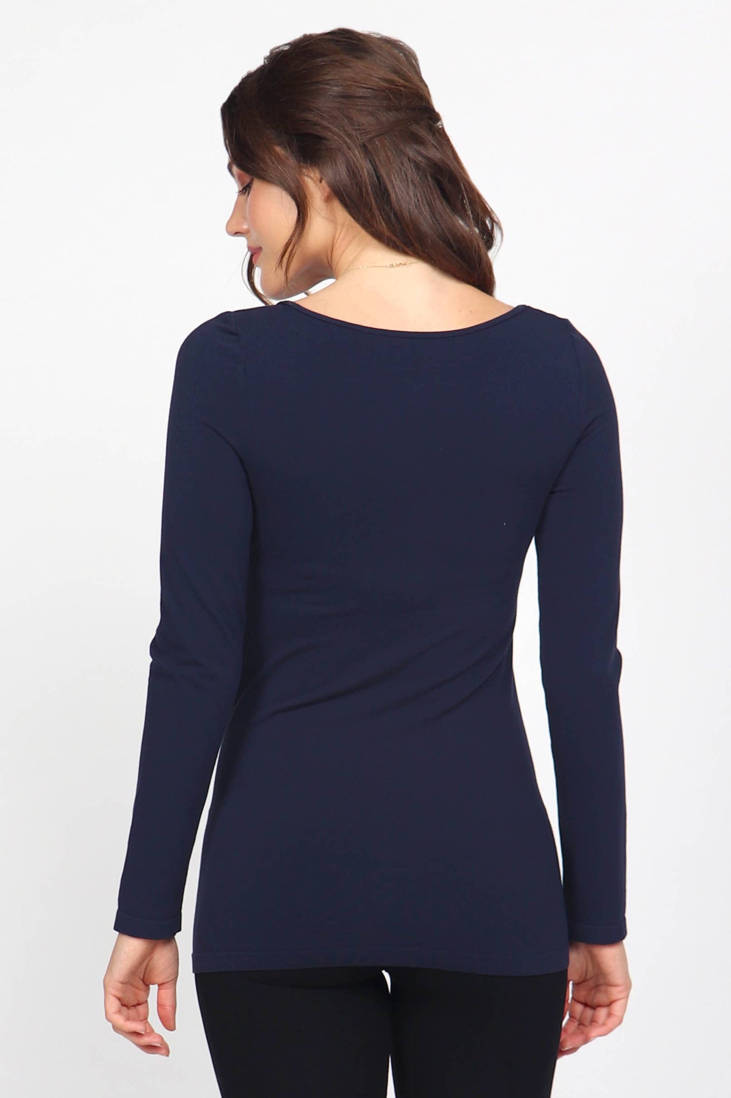 Seamless Long-Sleeve Round Neck Bodycon Top