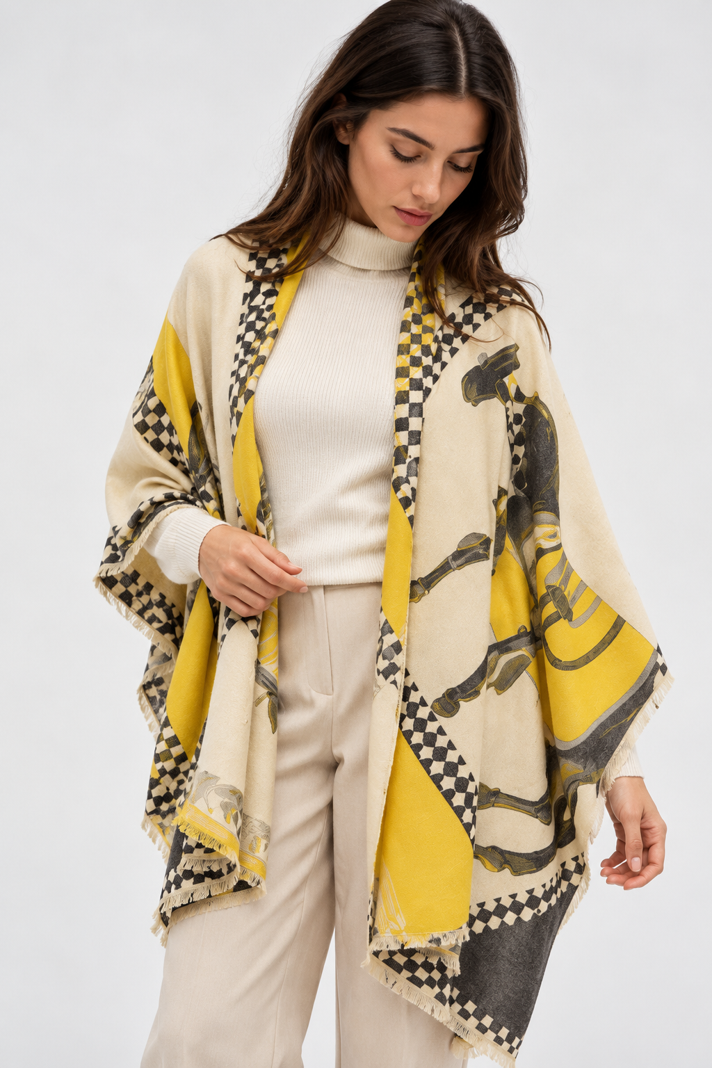 Equestrian Reversible Scarf, Checkered Viscose