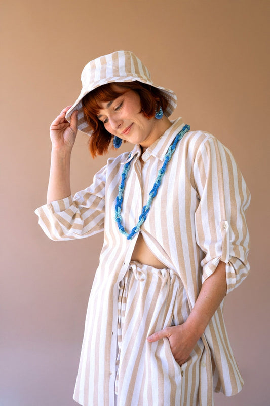 Striped Button-Front Shirt and Pant Set