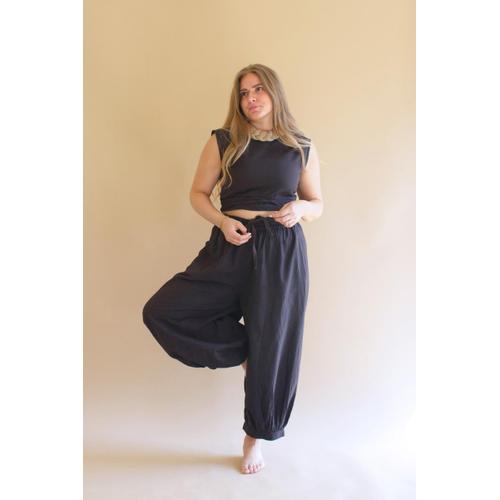 Challis Drawstring Balloon Pant / Midnight