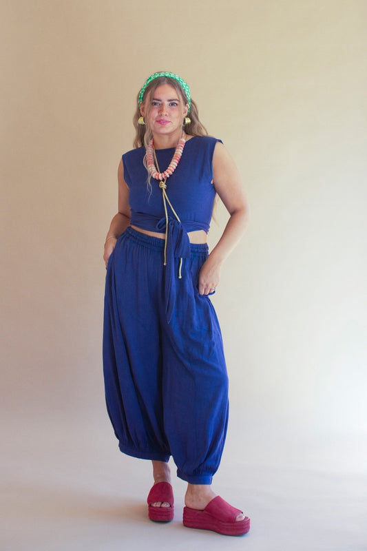 Convertible Wrap Blouse / Blueberry