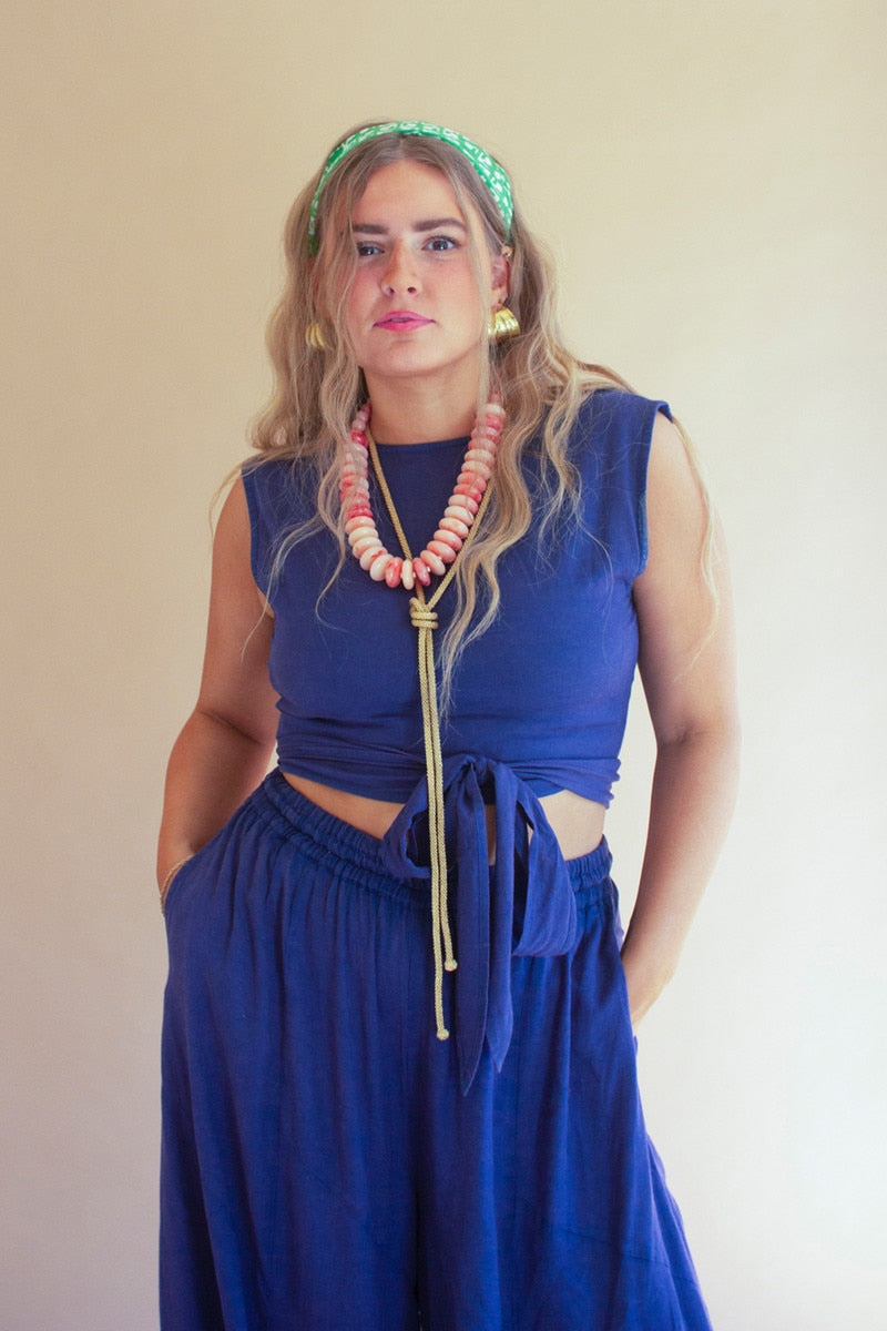 Convertible Wrap Blouse / Blueberry