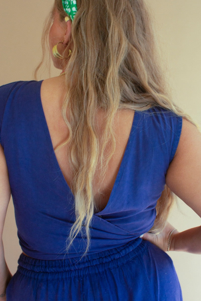 Convertible Wrap Blouse / Blueberry