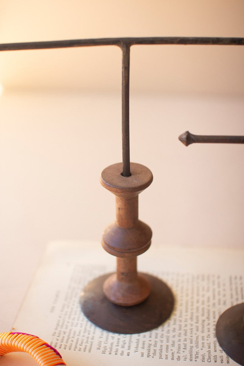 Set of 2 Wooden Spool Jewelry Stands