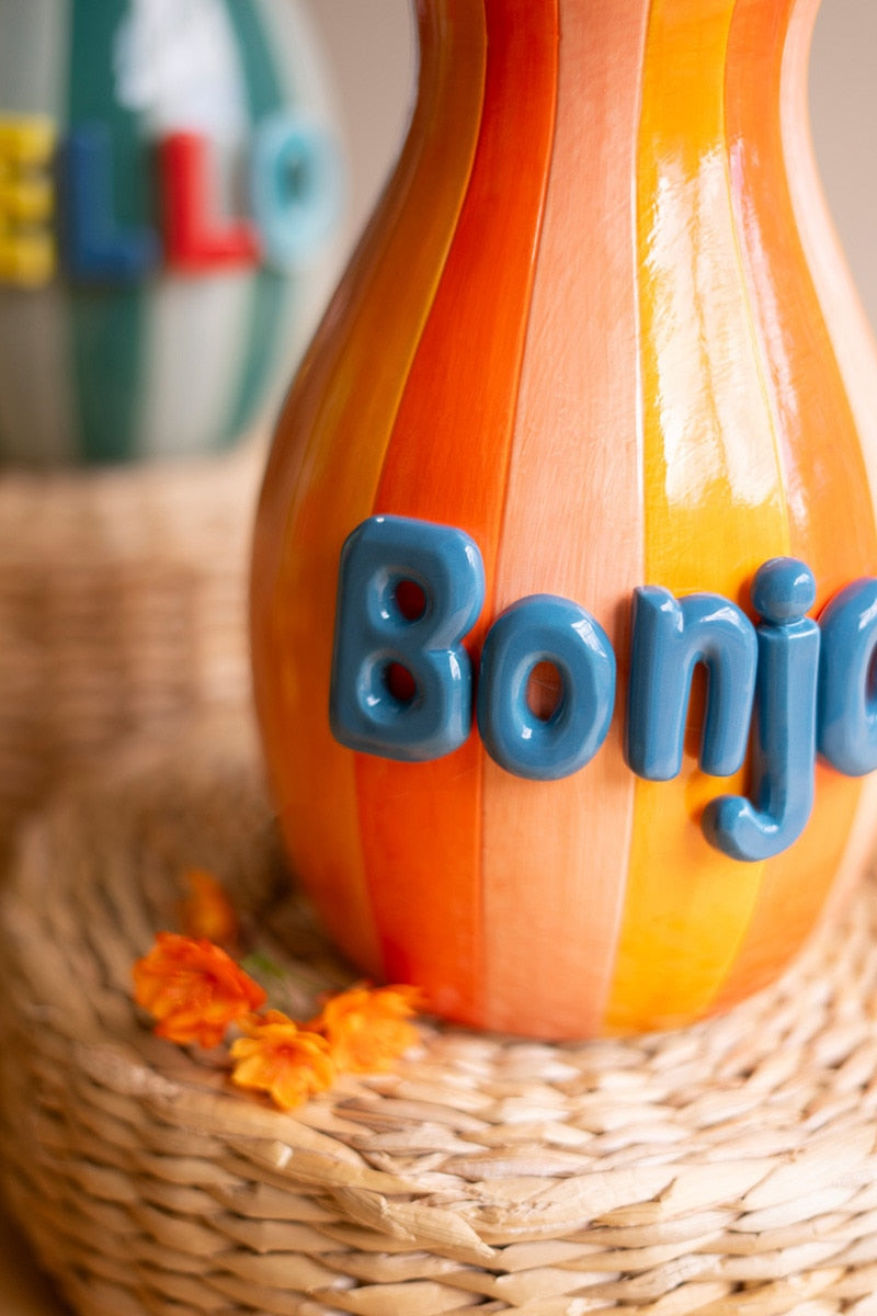 Set of 3 Ceramic "Hello" Vases