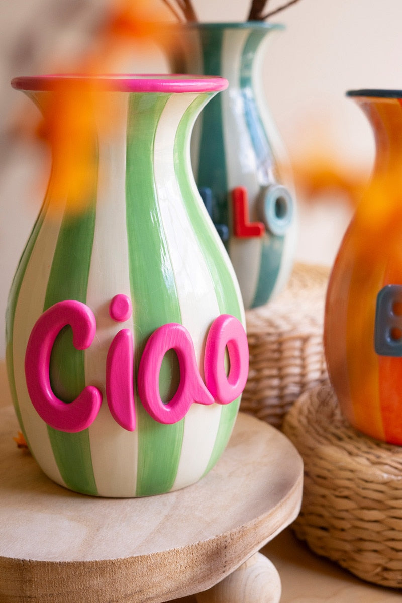 Set of 3 Ceramic "Hello" Vases