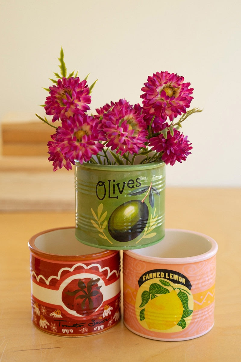 Set of 3 Ceramic Canned Goods Planters