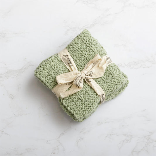 Sage Knitted Dish Cloth Set of 3